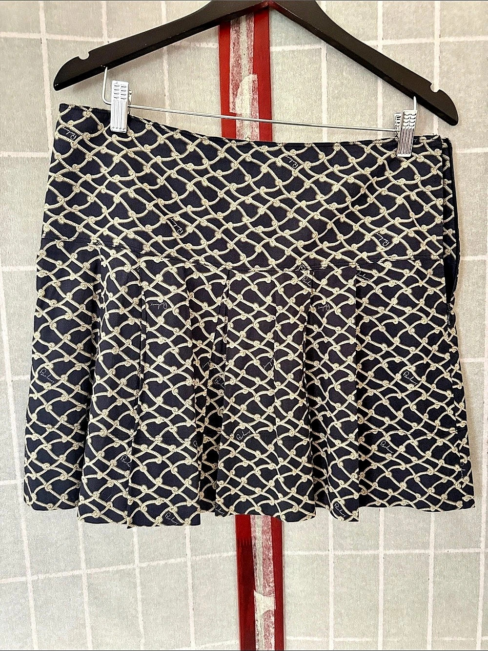 Burberry Equestrian Rope Print Pleated Skirt Mini Skirt Medium
